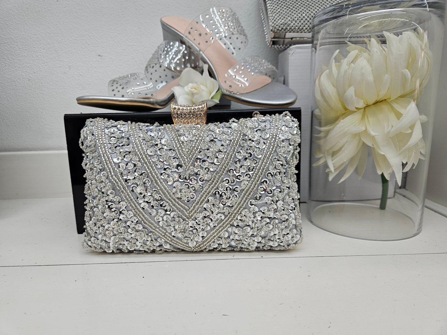 Lavish Silver Clutch