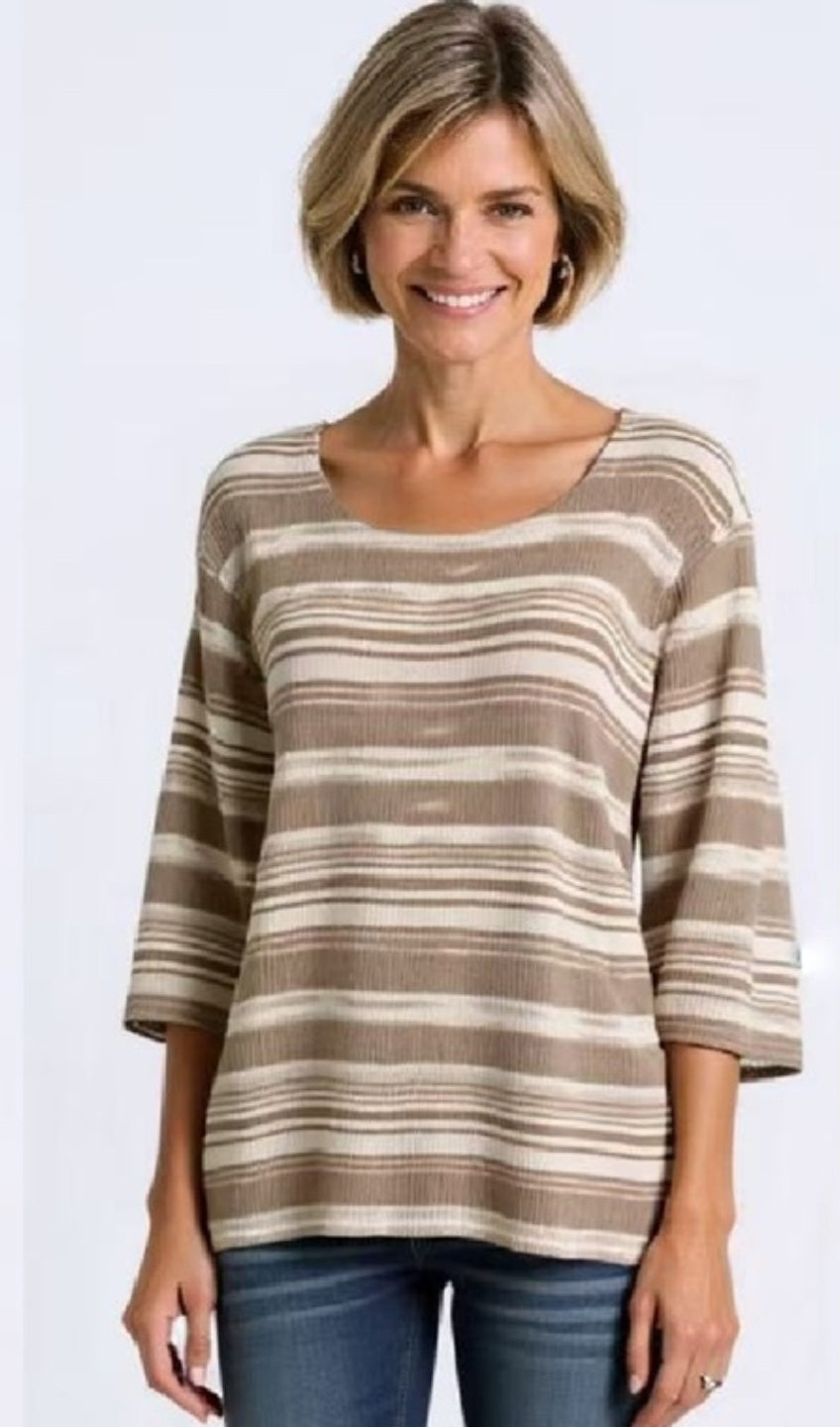 Elegant 2882 Cream Stripe Top