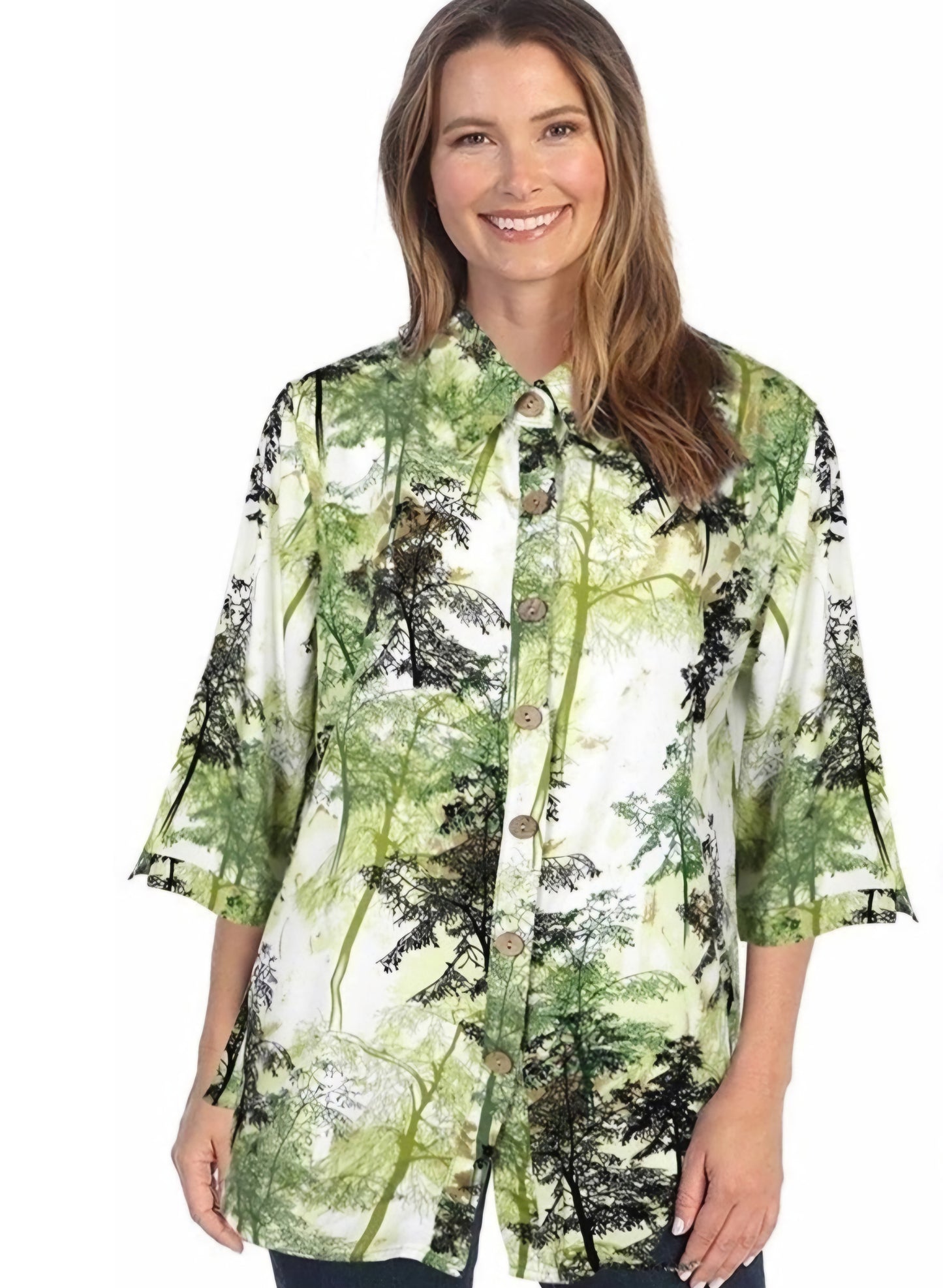 Elegant 2621-4 Green Print Top