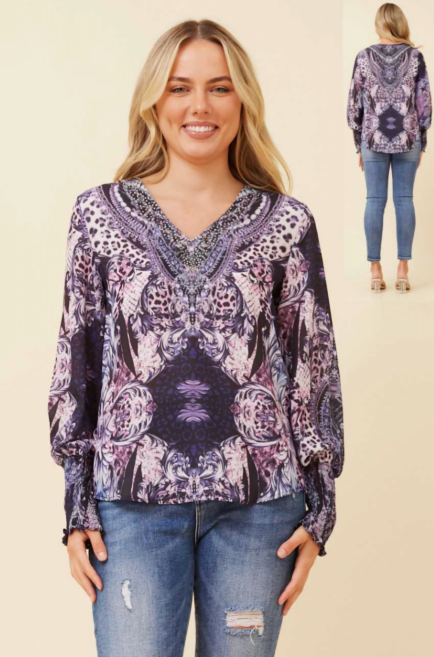 CK 520931 Purple Print Top