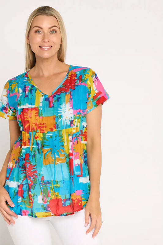One Summer 24J Painted Palms Top