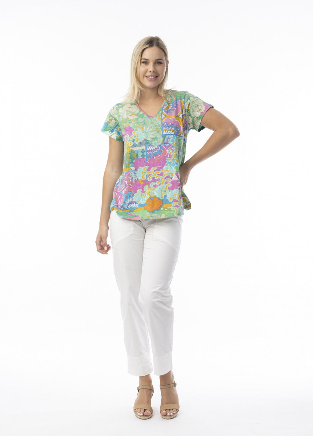 Orientique 23086 Santa Cruz Print Top