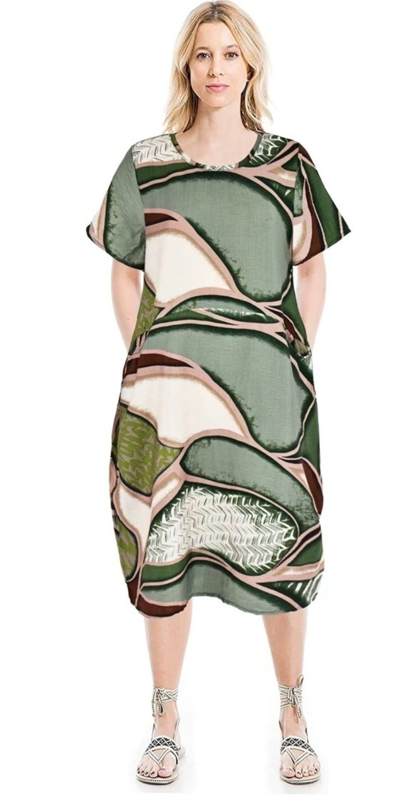 Elegant 2897 Green Print Dress