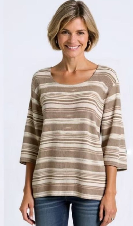 Elegant 2882 Cream Stripe Top