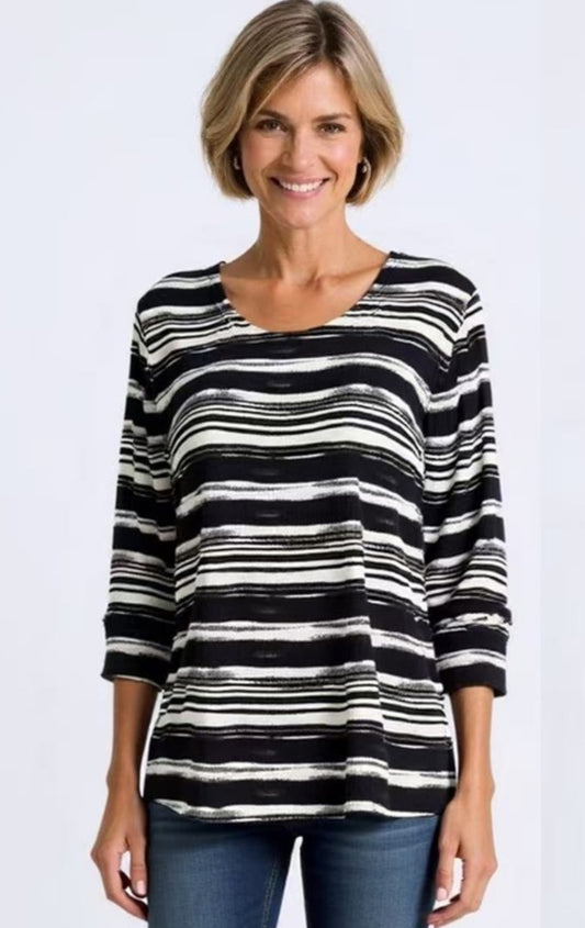 Elegant 2882 Black Stripe Top