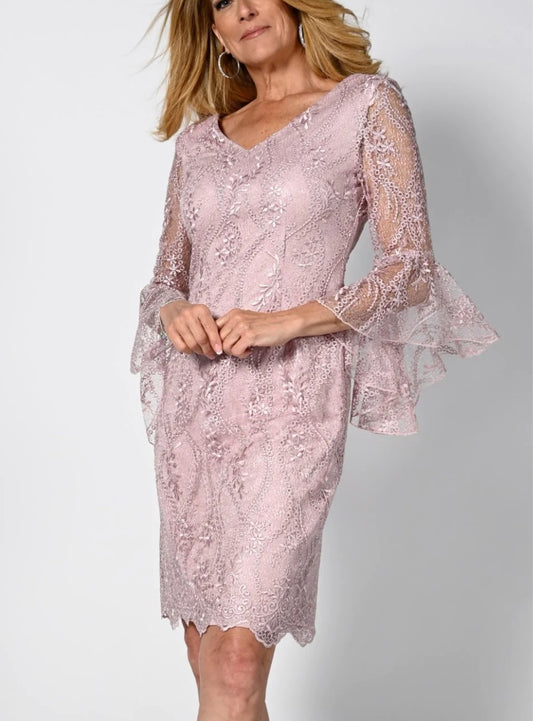 FL 238332 Pink Lace Dress